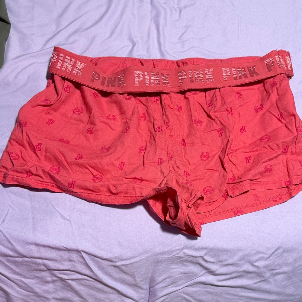 PINK Victoria's Secret Coral Logo Elastic Waist Bike Shorts